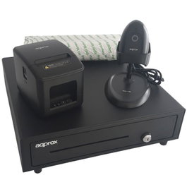 Approx appPOSPACK4180LAN Pack POS con Cajón, Impresora, Lector y Rollos